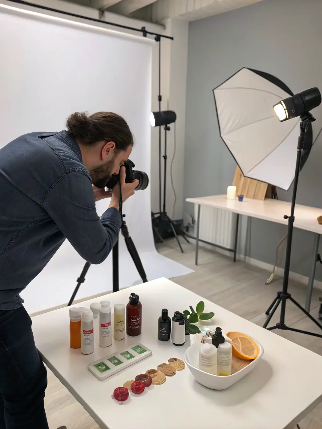 A photographer capturing a high-quality image during a product photoshoot, highlighting Novaluchs' attention to detail and artistic vision.